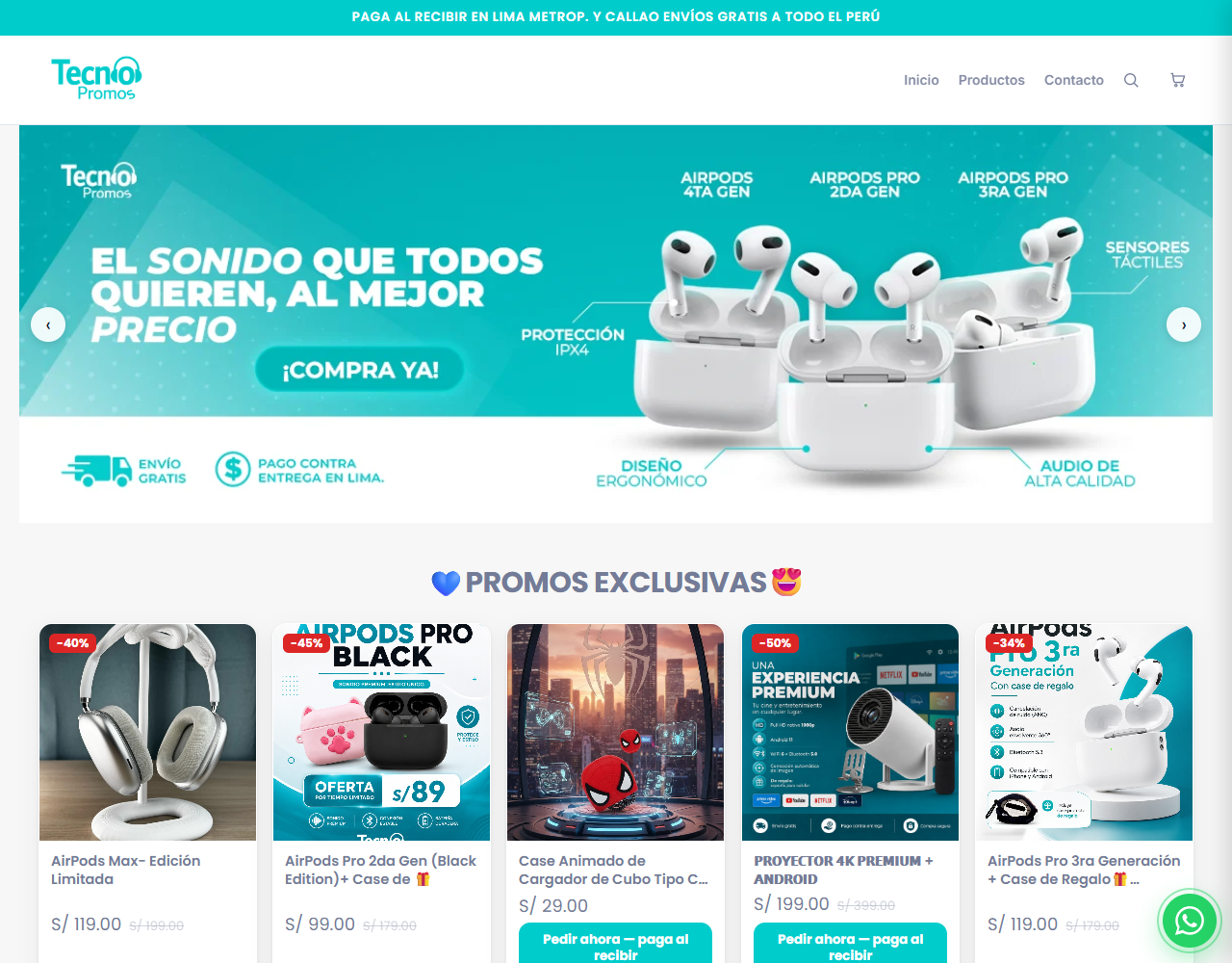Captura real de la tienda TecnoPromos creada con VendeYA