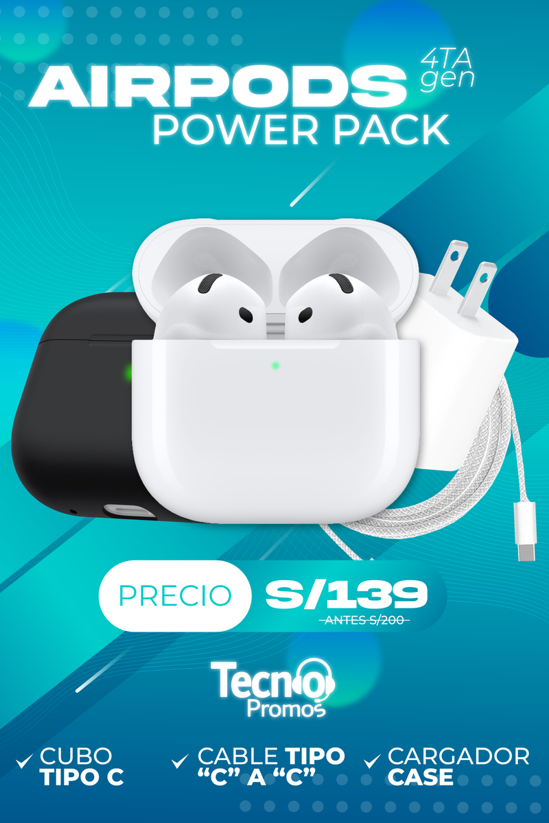 AirPods 4ra Generación +Cubo C + Cable C a C + Case — foto 1